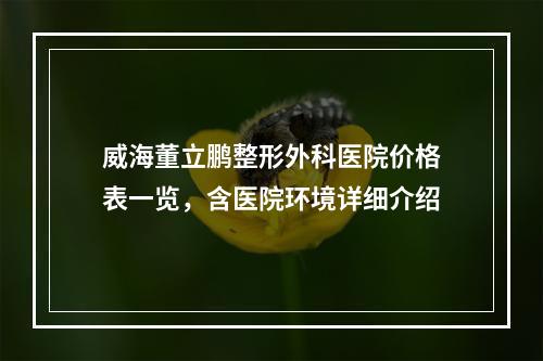 威海董立鹏整形外科医院价格表一览，含医院环境详细介绍