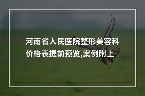 河南省人民医院整形美容科价格表提前预览,案例附上