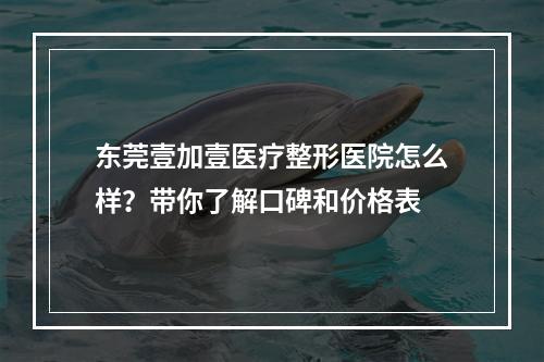 东莞壹加壹医疗整形医院怎么样？带你了解口碑和价格表