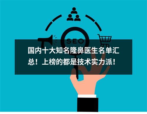 国内十大知名隆鼻医生名单汇总！上榜的都是技术实力派！