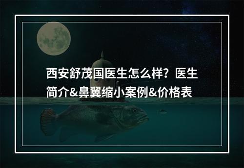 西安舒茂国医生怎么样？医生简介&鼻翼缩小案例&价格表