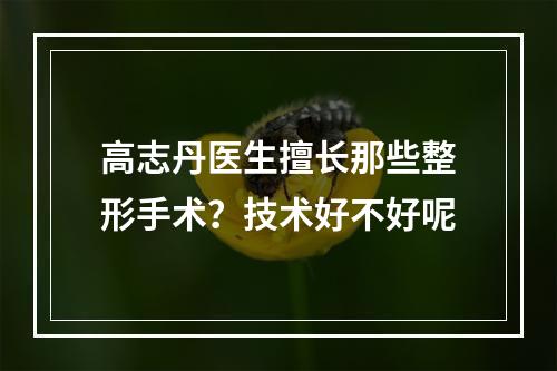 高志丹医生擅长那些整形手术？技术好不好呢