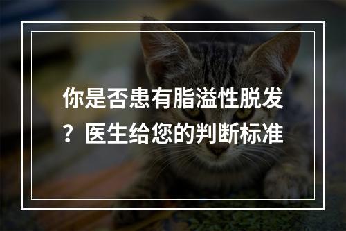 你是否患有脂溢性脱发？医生给您的判断标准