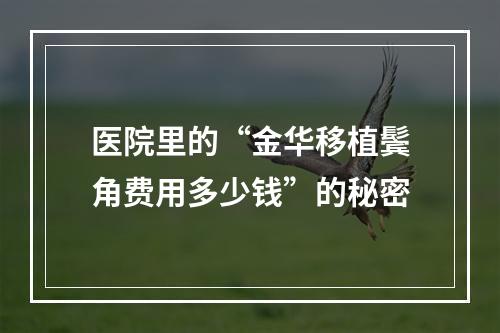 医院里的“金华移植鬓角费用多少钱”的秘密