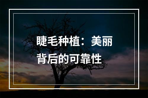 睫毛种植：美丽背后的可靠性