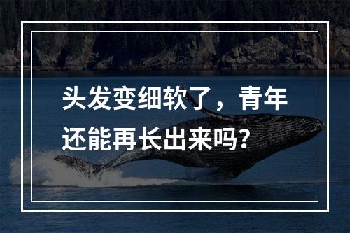 头发变细软了，青年还能再长出来吗？