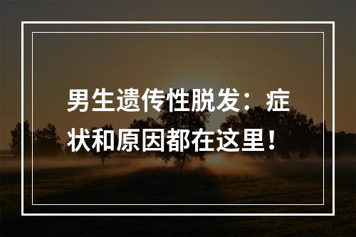 男生遗传性脱发：症状和原因都在这里！