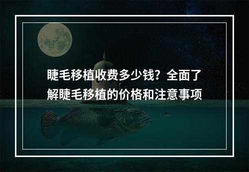 睫毛移植收费多少钱？全面了解睫毛移植的价格和注意事项