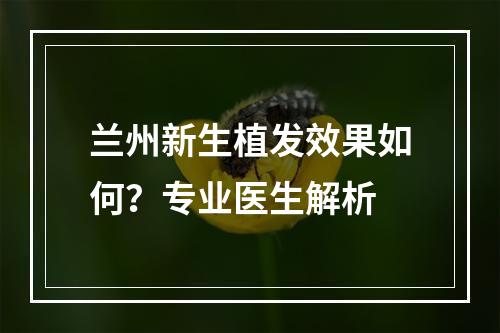 兰州新生植发效果如何？专业医生解析