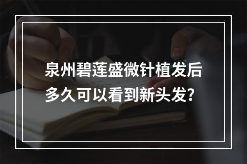 泉州碧莲盛微针植发后多久可以看到新头发？