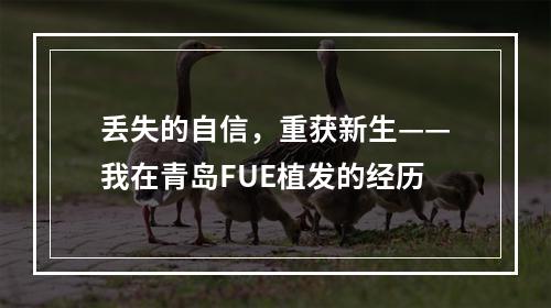 丢失的自信，重获新生——我在青岛FUE植发的经历