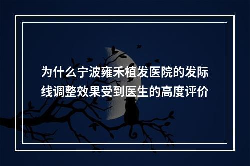 为什么宁波雍禾植发医院的发际线调整效果受到医生的高度评价