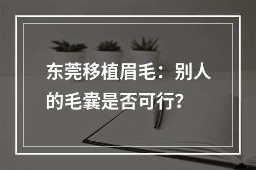 东莞移植眉毛：别人的毛囊是否可行？