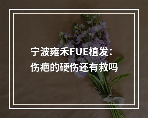 宁波雍禾FUE植发：伤疤的硬伤还有救吗