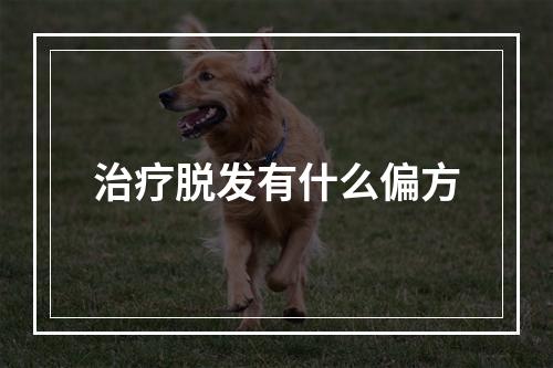 治疗脱发有什么偏方