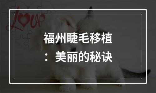 福州睫毛移植：美丽的秘诀