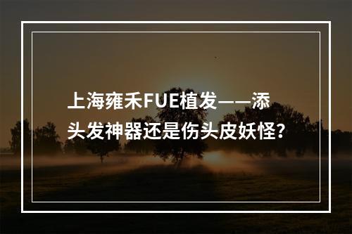 上海雍禾FUE植发——添头发神器还是伤头皮妖怪？