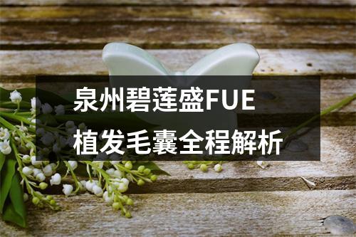 泉州碧莲盛FUE植发毛囊全程解析