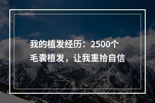 我的植发经历：2500个毛囊植发，让我重拾自信