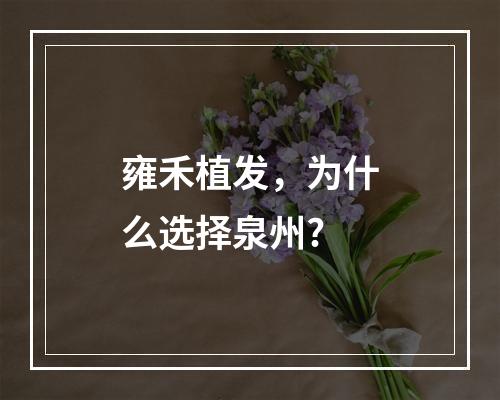 雍禾植发，为什么选择泉州?