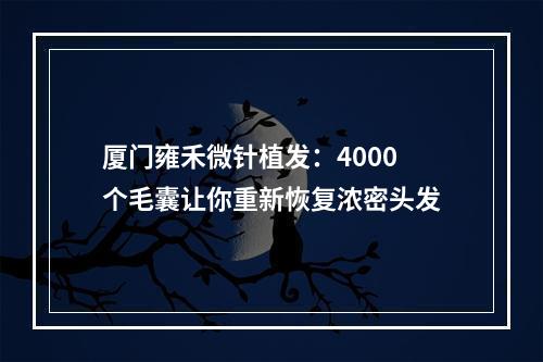 厦门雍禾微针植发：4000个毛囊让你重新恢复浓密头发