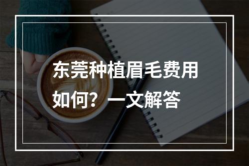 东莞种植眉毛费用如何？一文解答