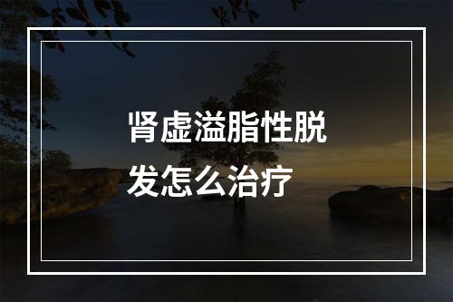 肾虚溢脂性脱发怎么治疗