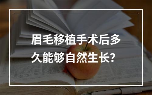 眉毛移植手术后多久能够自然生长？