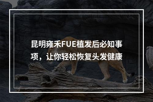 昆明雍禾FUE植发后必知事项，让你轻松恢复头发健康