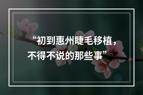 “初到惠州睫毛移植，不得不说的那些事”