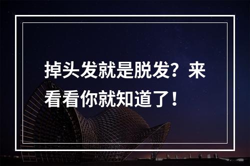 掉头发就是脱发？来看看你就知道了！