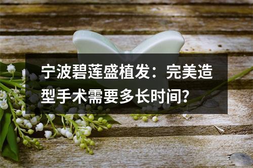 宁波碧莲盛植发：完美造型手术需要多长时间？