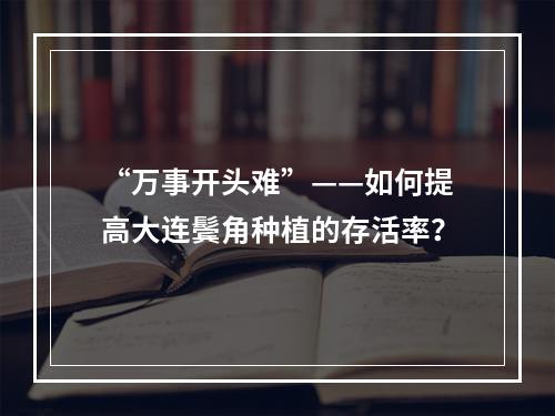 “万事开头难”——如何提高大连鬓角种植的存活率？