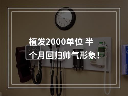 植发2000单位 半个月回归帅气形象！