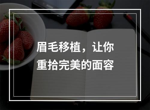 眉毛移植，让你重拾完美的面容