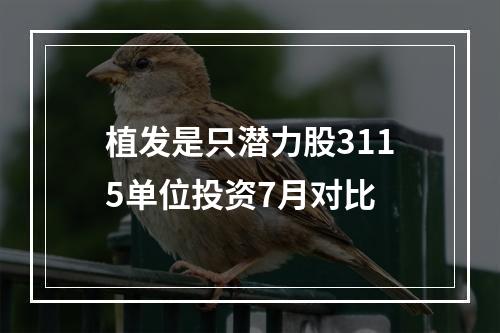 植发是只潜力股3115单位投资7月对比