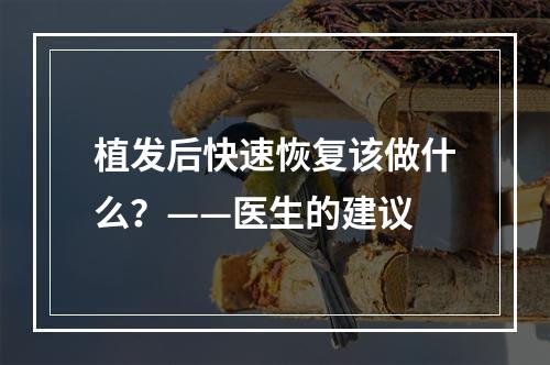 植发后快速恢复该做什么？——医生的建议