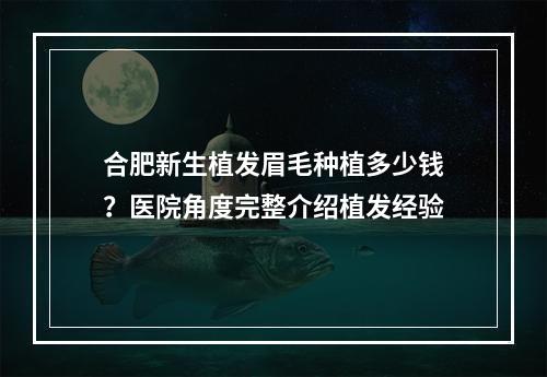 合肥新生植发眉毛种植多少钱？医院角度完整介绍植发经验