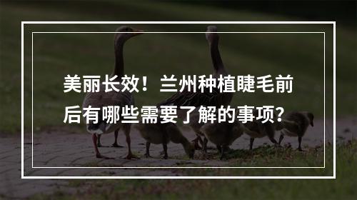 美丽长效！兰州种植睫毛前后有哪些需要了解的事项？