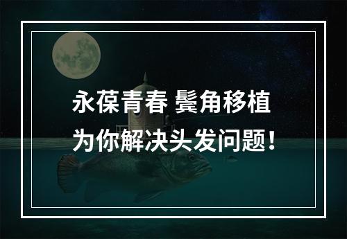 永葆青春 鬓角移植为你解决头发问题！