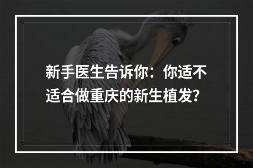 新手医生告诉你：你适不适合做重庆的新生植发？