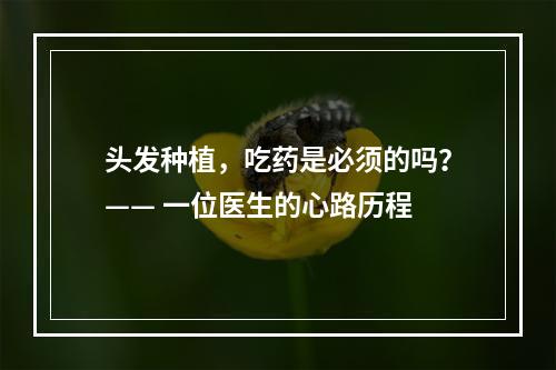 头发种植，吃药是必须的吗？—— 一位医生的心路历程