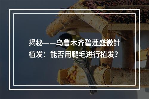 揭秘——乌鲁木齐碧莲盛微针植发：能否用腿毛进行植发？