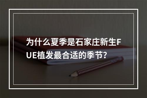 为什么夏季是石家庄新生FUE植发最合适的季节？