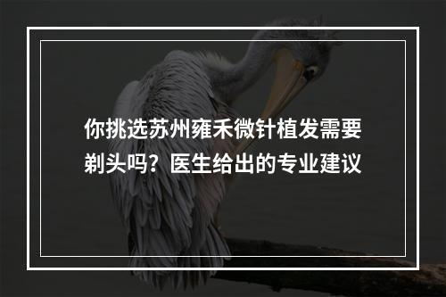 你挑选苏州雍禾微针植发需要剃头吗？医生给出的专业建议