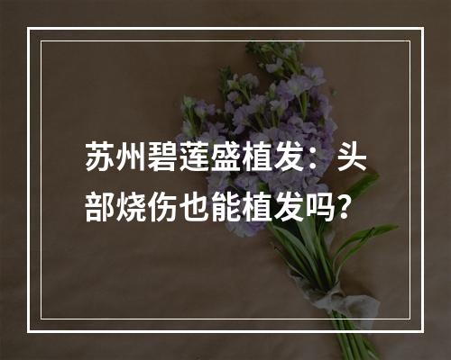 苏州碧莲盛植发：头部烧伤也能植发吗？