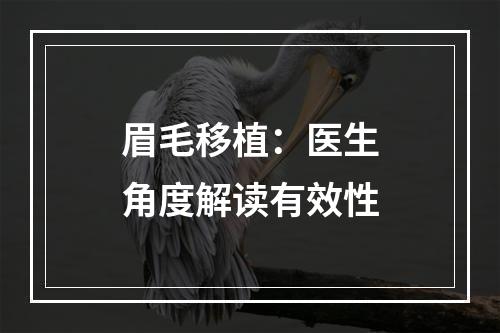 眉毛移植：医生角度解读有效性