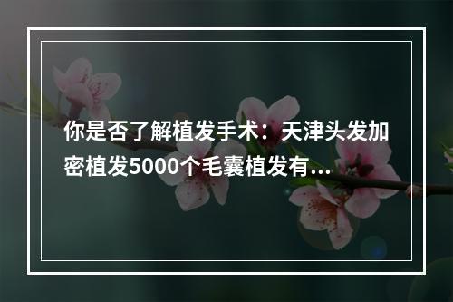 你是否了解植发手术：天津头发加密植发5000个毛囊植发有多大面积