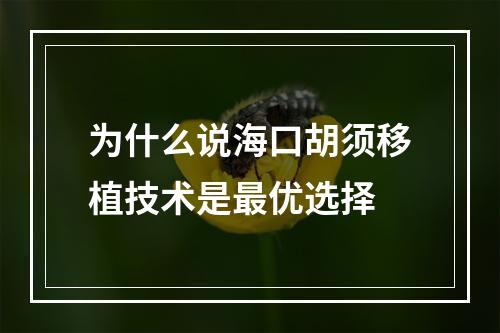 为什么说海口胡须移植技术是最优选择