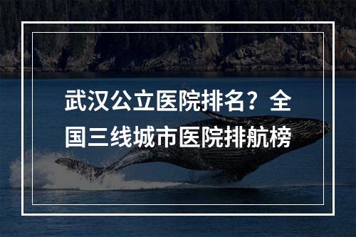 武汉公立医院排名？全国三线城市医院排航榜